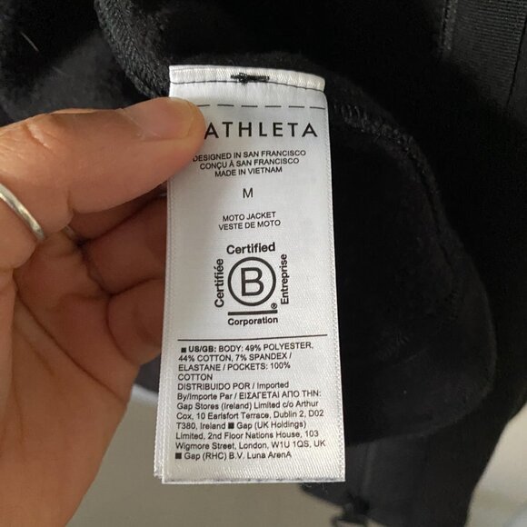 🦋 ATHLETA Black Moto Zip Up Jacket Size Medium - Picture 5 of 7